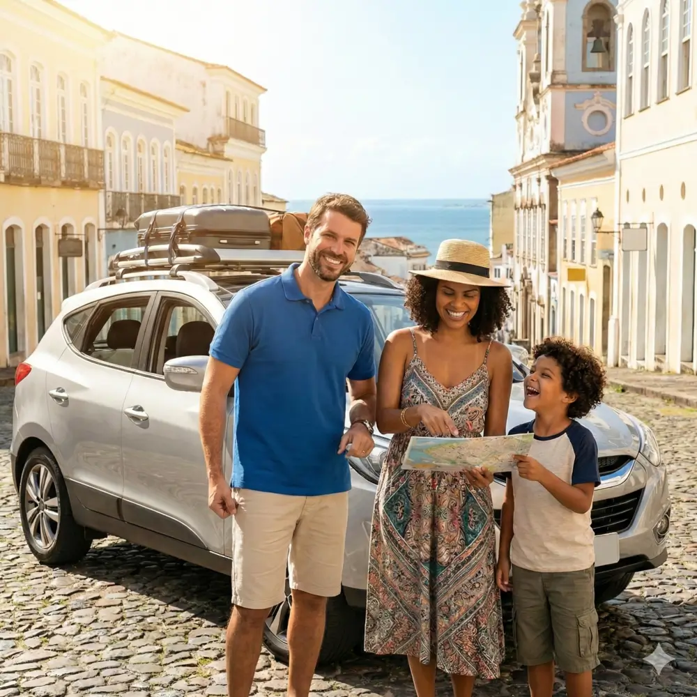 Rua histórica brasileira com veículos protegidos pela AAPV